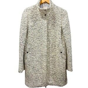 The LOFT Boucle Wool Blend Coat Stand Collar A Line Flecked Small Funnel Neck